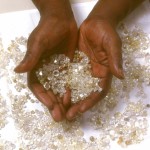 Handsfull of rough diamonds.